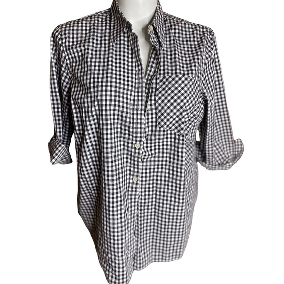 Ralph Lauren Womans Gingham Button Up Collared Shirt 3X Black & White - Picture 2 of 8